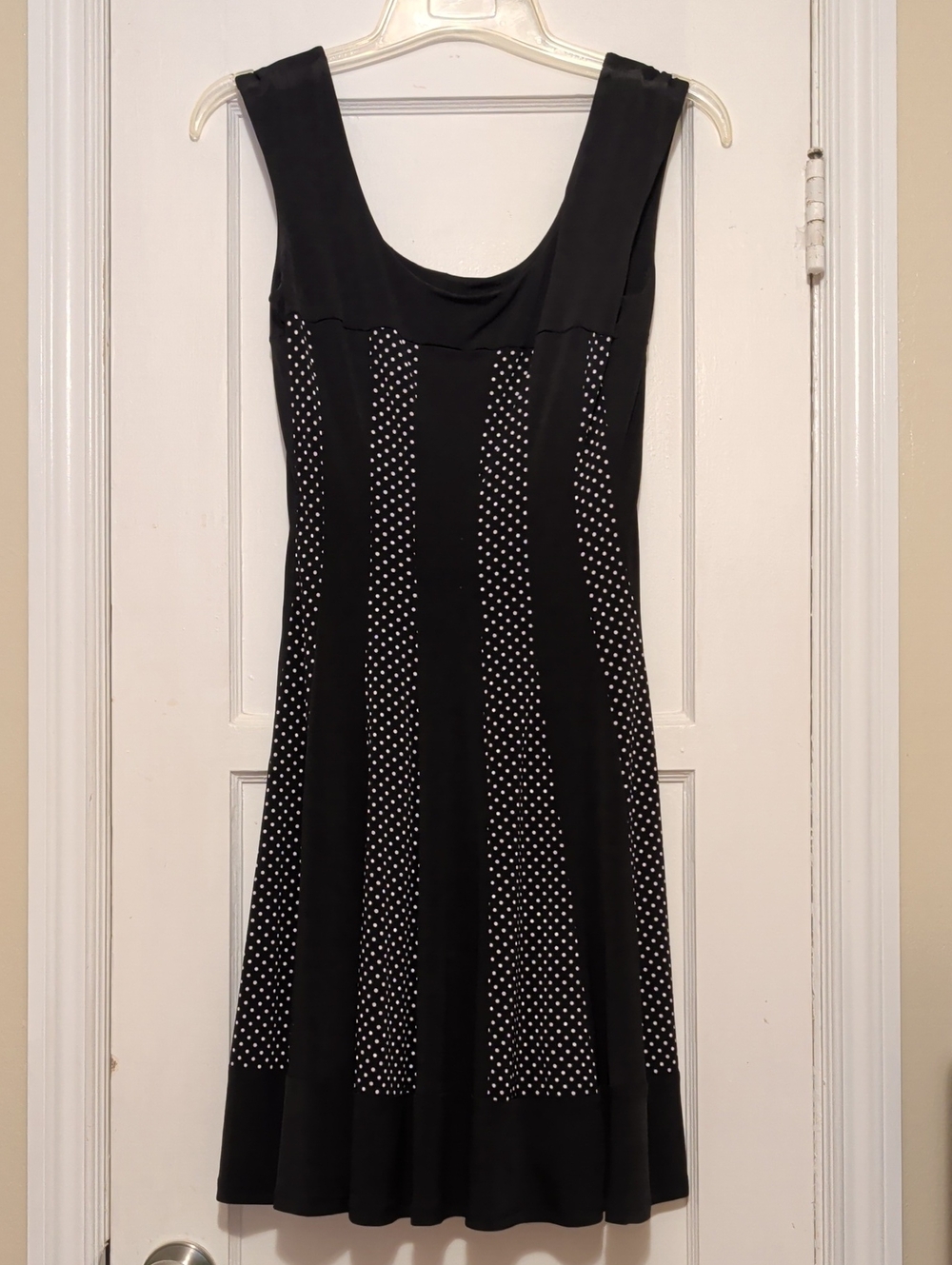 Black Polka Dot Fit-and-Flare Dress - Women's